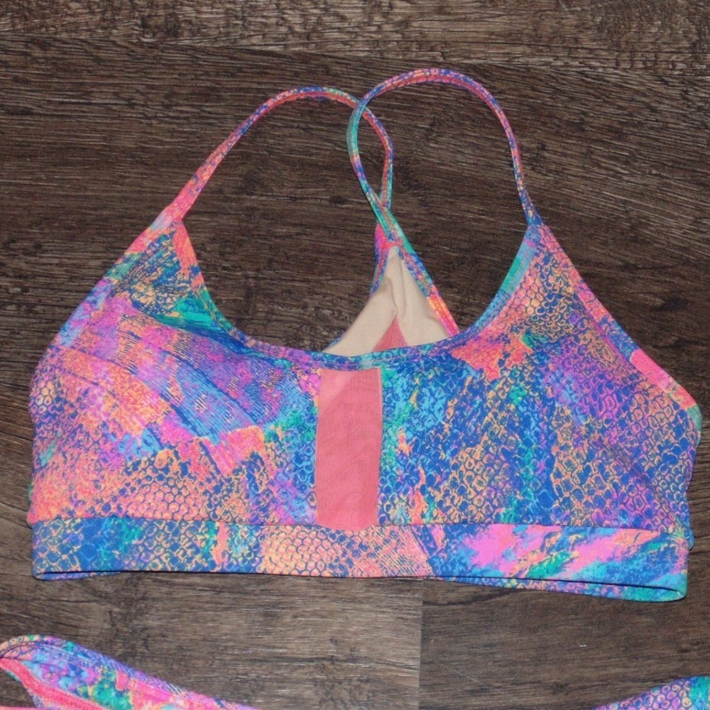 Salty Honey Bikini Set Women Size M Multi Color New Snakeskin Mesh 2 Piece Swim - Picture 3 of 9